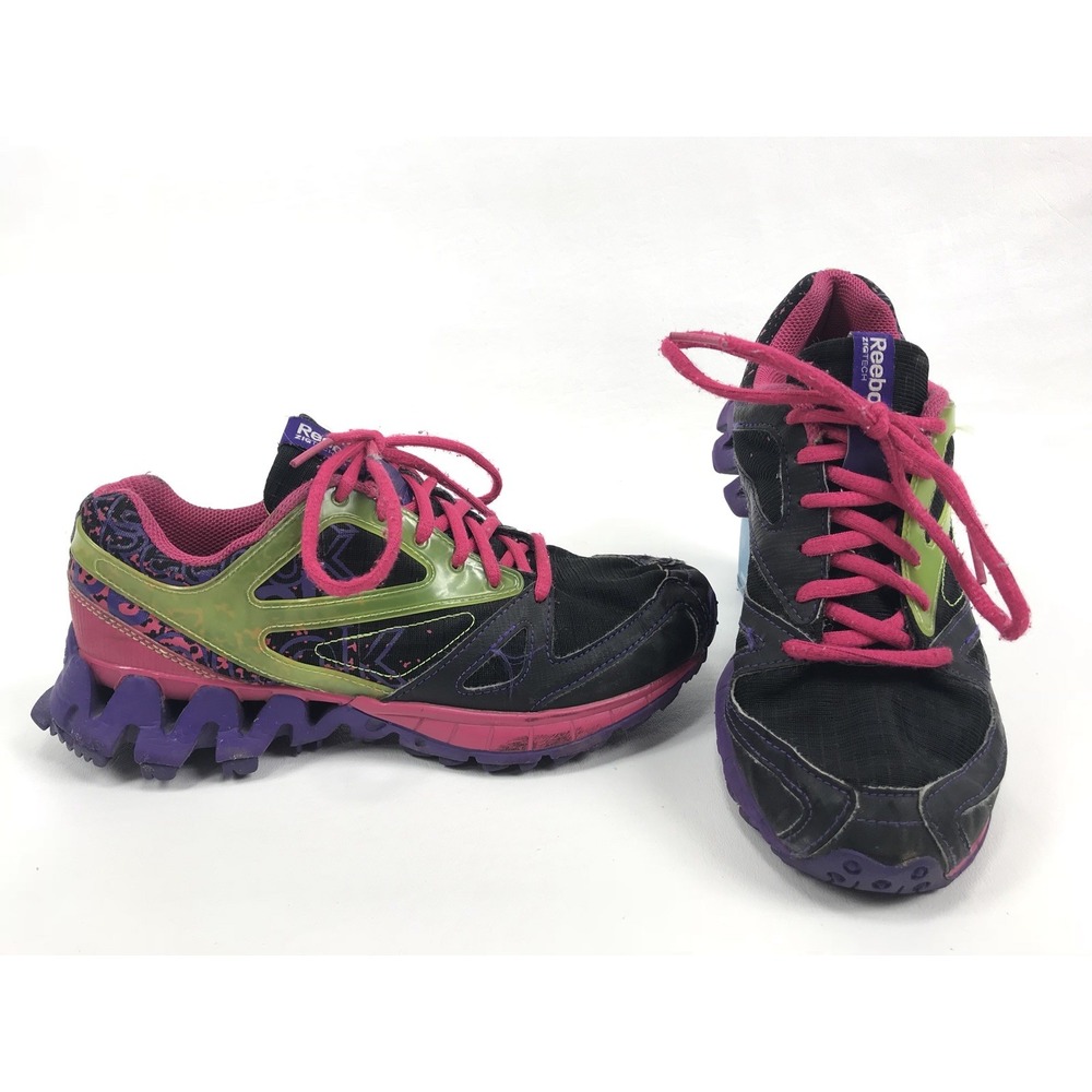 Reebok Zigtech Womens Size 6.5 Black Purple Pink Green Trail Running